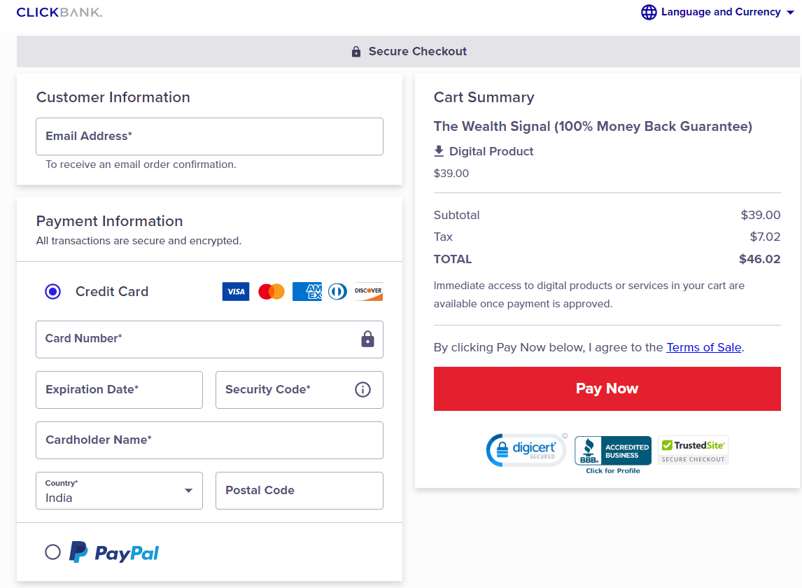 The Genius Wave Checkout Page